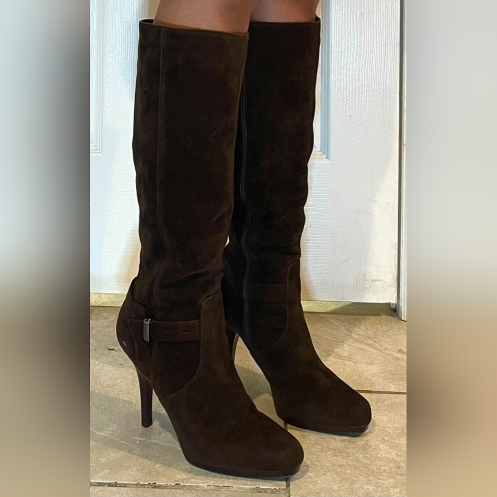 Size 10 Worthington Suede Brown Stiletto Boots - Picture 3 of 5